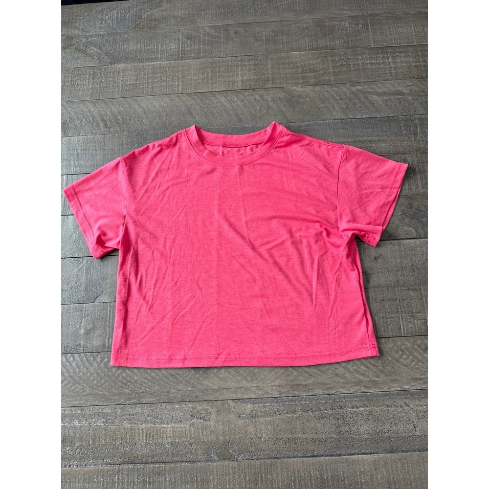 Women's Bright Pink Short Sleeve Crop‎ Top Size small